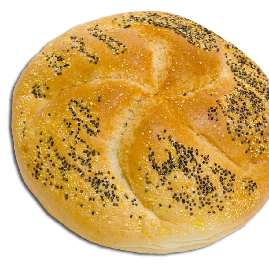 Poppy seed kaiser roll